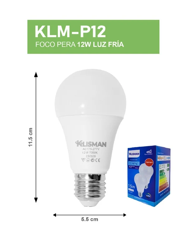 Foco pera 12w P12 - Klisman de Baja Autodescarga