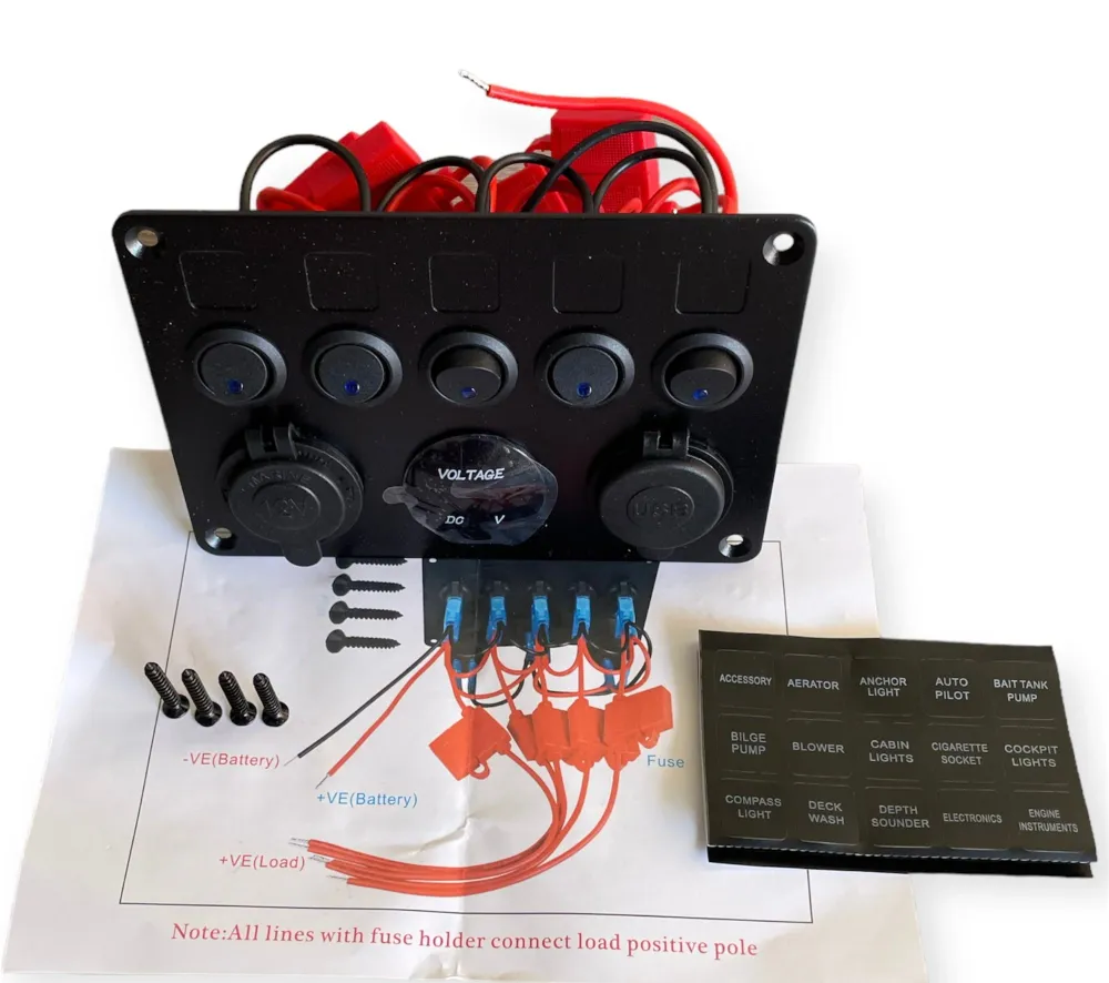 Panel de control camper 12V con Estuche de Almacenamiento