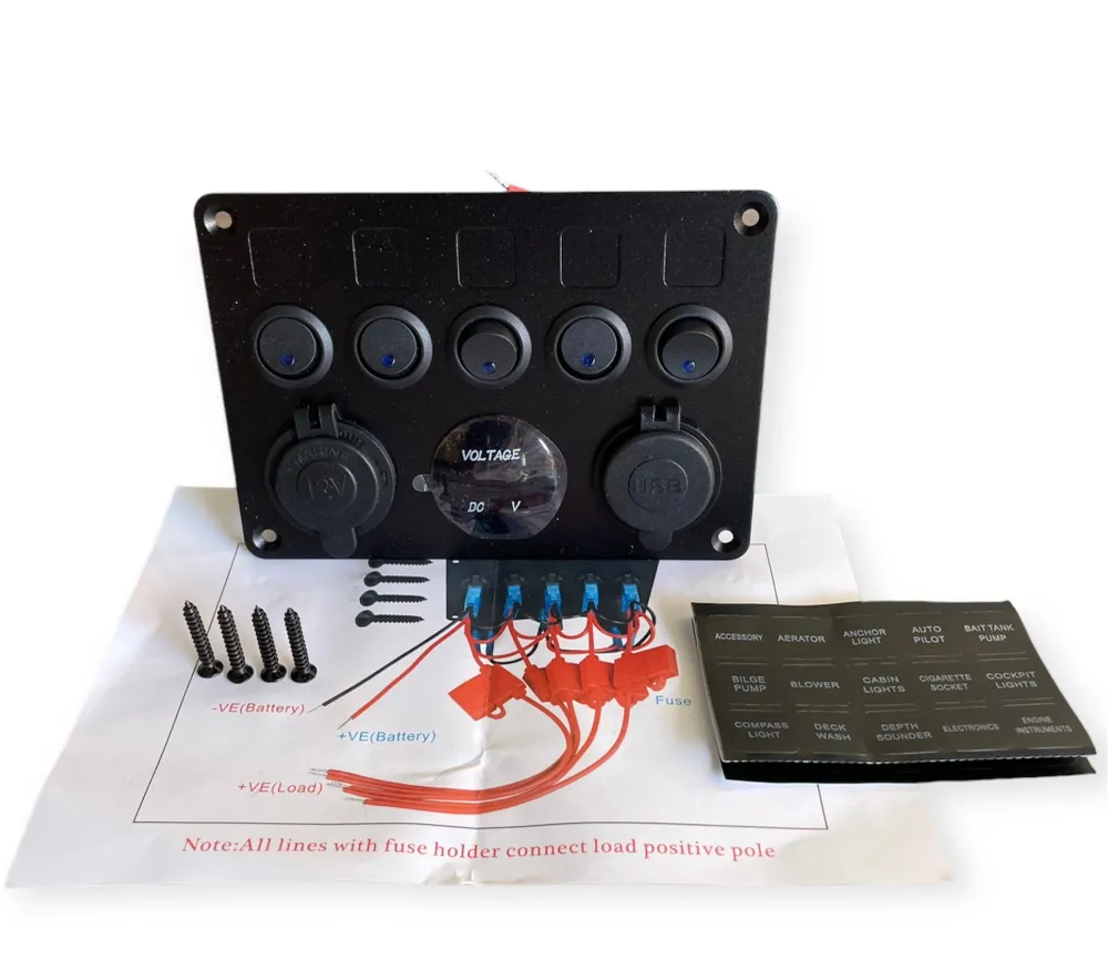 Panel de control camper 12V con Estuche de Almacenamiento