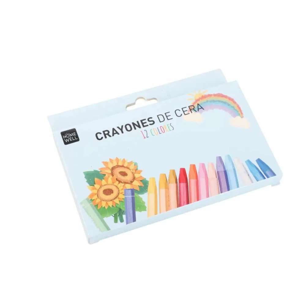 Set De 12 Crayones De Cera 10x1.4 cms Homewell | Sin Fosfatos | Biodegradable