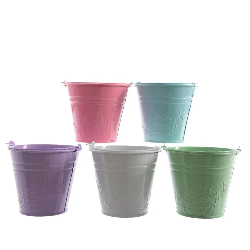 Cubo De Zinc Con Asa 9cm Colores