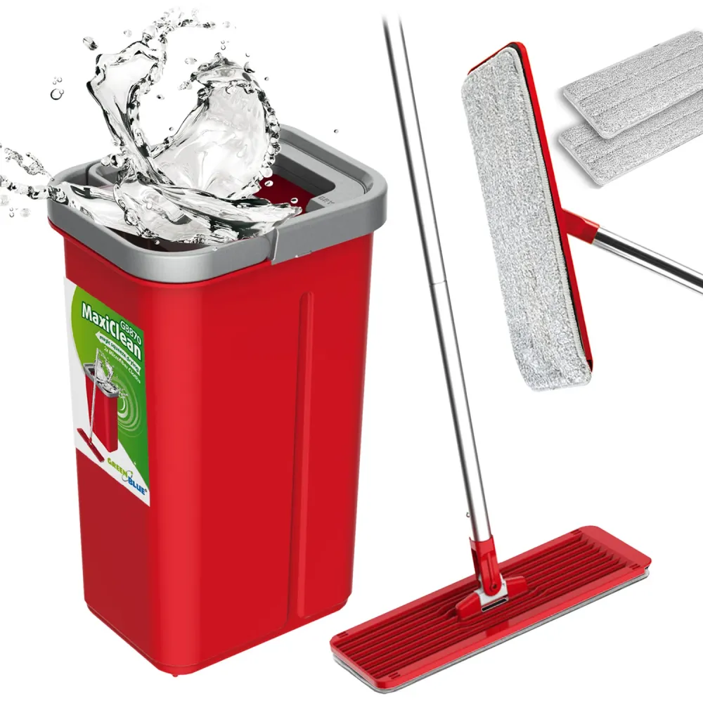 Juego de fregona plana MaxiClean con cubo de limpieza 2 en 1 Juego de mopa de 5,7 l Limpiador de suelo Fregona Limpiador d...