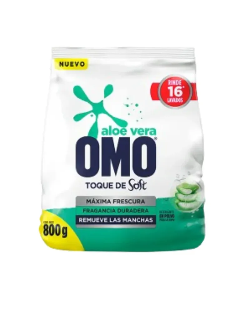 Omo Detergente en polvo Aloe Vera Toque Delicado 800 gr