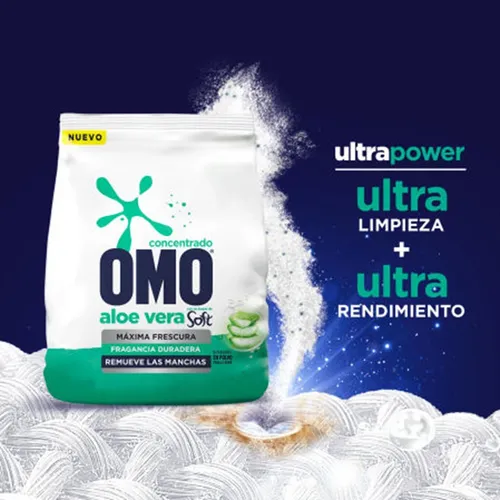 Omo Detergente en polvo Aloe Vera Toque Delicado 800 gr