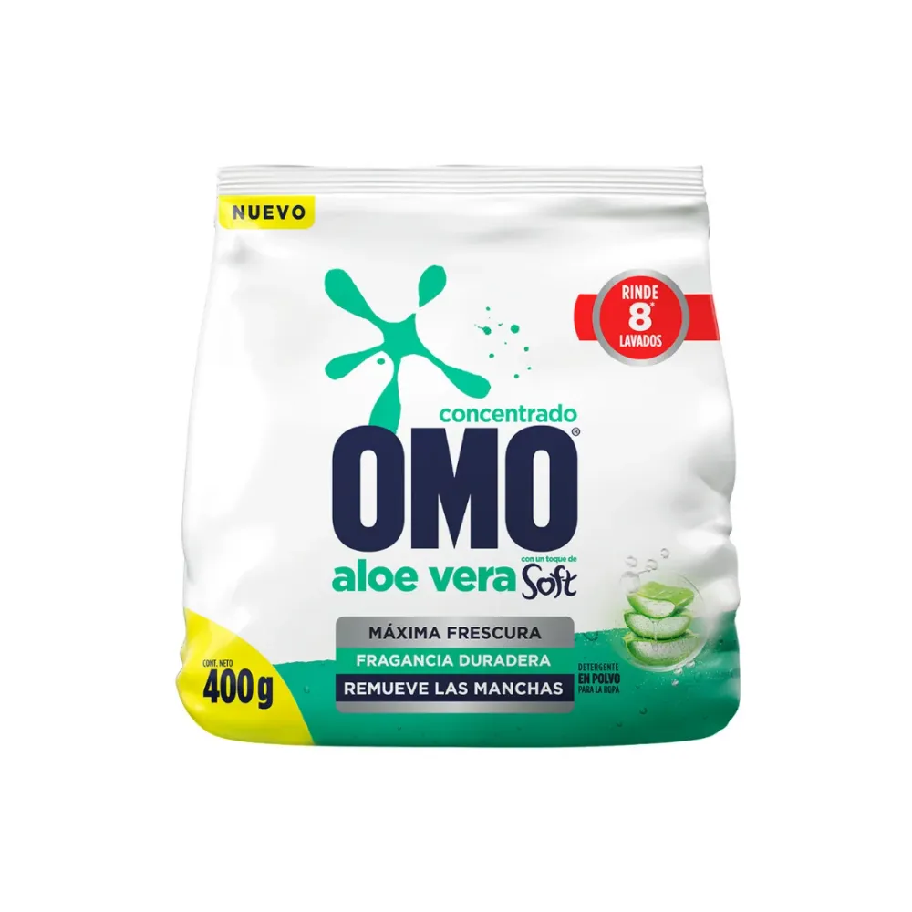 Omo Detergente Polvo concentrado Aloe Vera con Delicado 400 grs