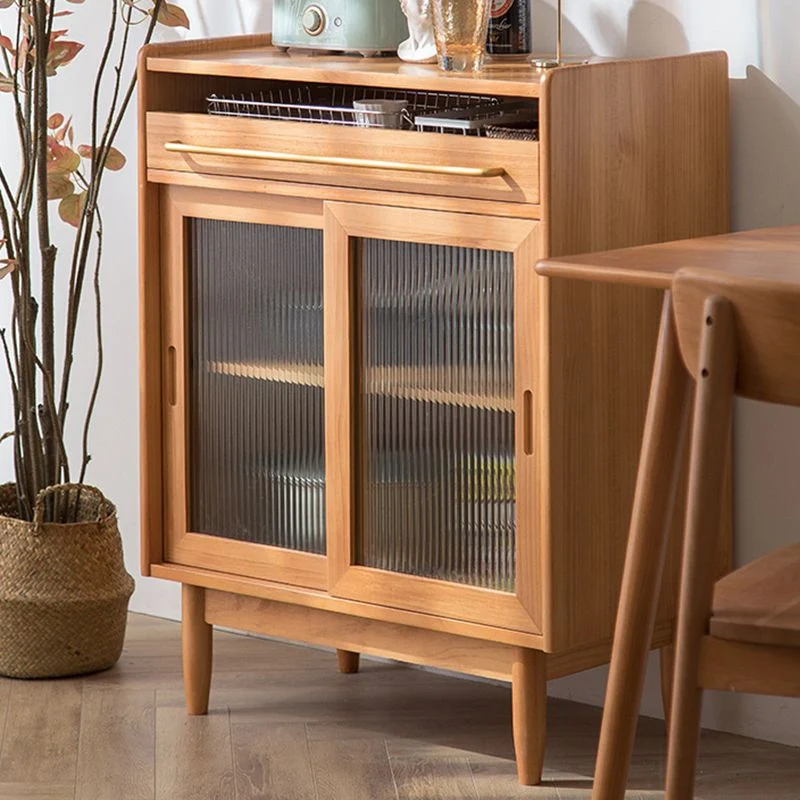 36,22" 1 gabinete de madera alto del cajón, gabinete de acento del rectángulo acristalado de cristal Nogal Clearhalo