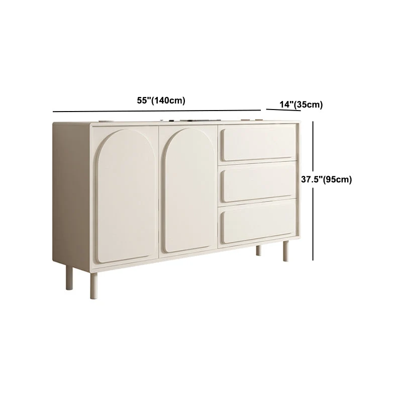 37,4" gabinete de madera blanco alto, gabinete decorativo rectangular de 3 cajones Clearhalo