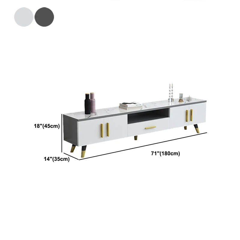 Almacenamiento abierto 18" soporte para TV de H, consola de soporte para TV de madera falsa en gris/blanco Gris Clearhalo