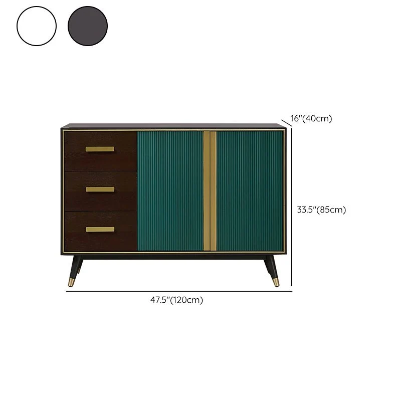 Aparador buffet de 3 cajones con estantes ajustables Servidor buffet moderno Blanco Clearhalo