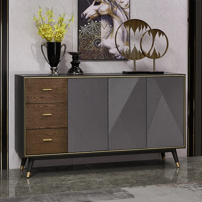 Aparador buffet de 3 cajones con estantes ajustables Servidor buffet moderno Blanco Clearhalo