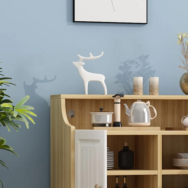 Aparador buffet con estanterí ajustable de madera de estilo moderno con gabinetes Blanco Clearhalo