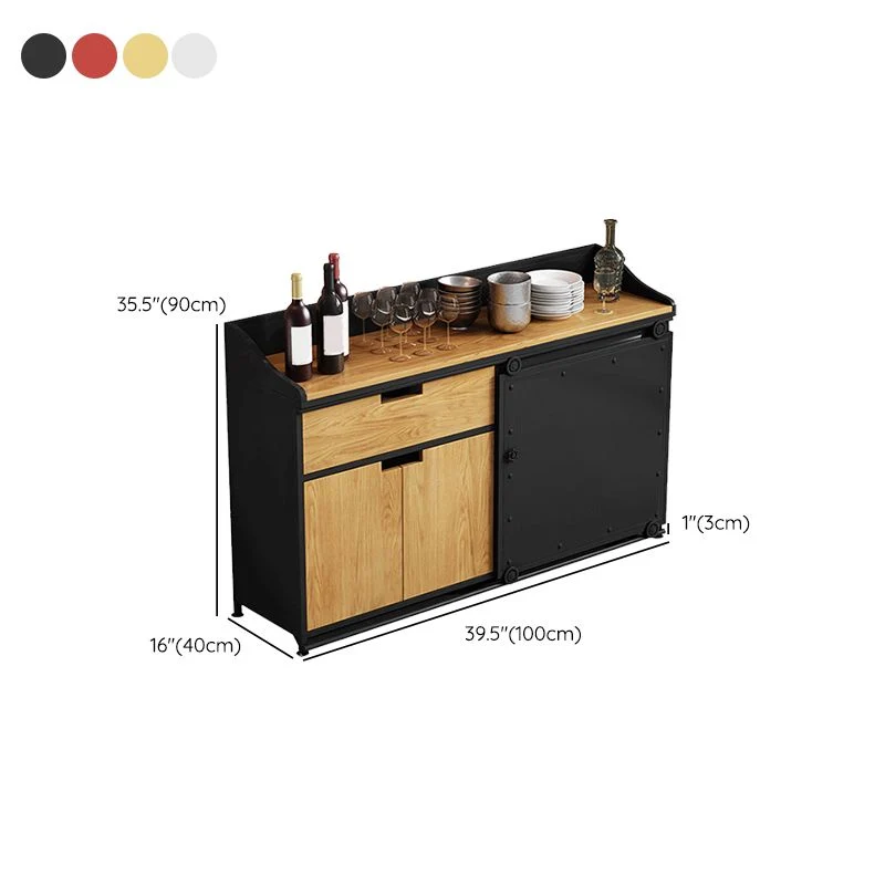 Aparador de comedor de madera de ingenierí con acabado antiguo y 1 cajón con almacenamiento abierto Negro Clearhalo