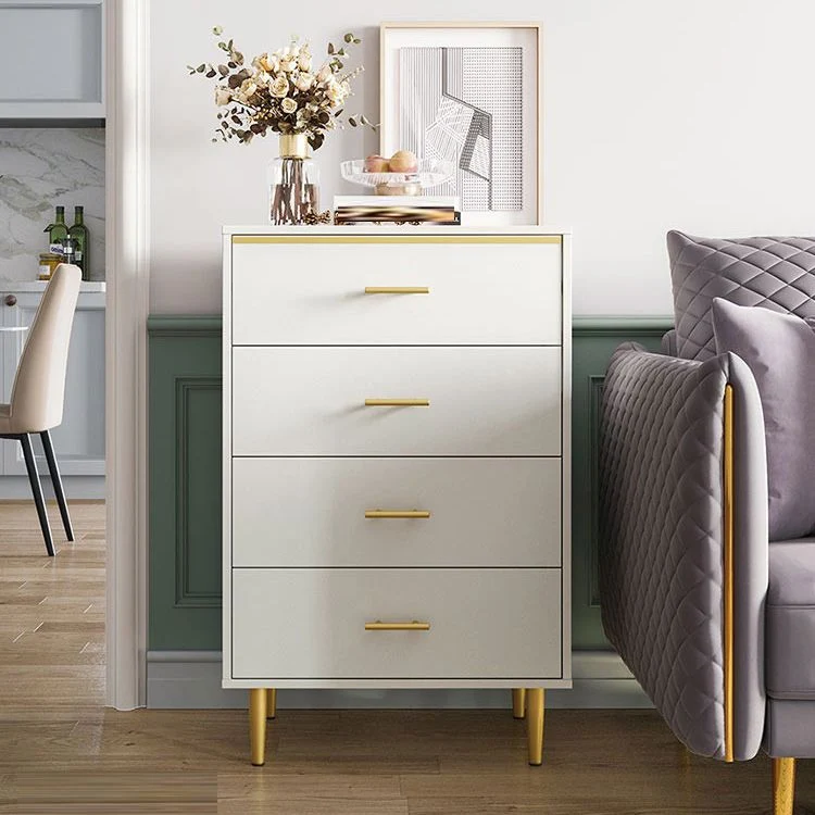 Cómoda cómoda de madera con cajones, estilo clásico y glamuroso Blanco Clearhalo