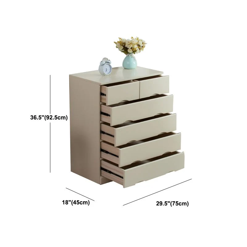 Cómoda combinada horizontal de madera con cómoda contemporánea y cajón Marfil Clearhalo