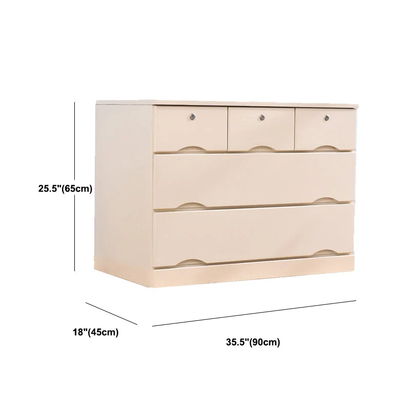 Cómoda combinada horizontal de madera con cómoda contemporánea y cajón Marfil Clearhalo