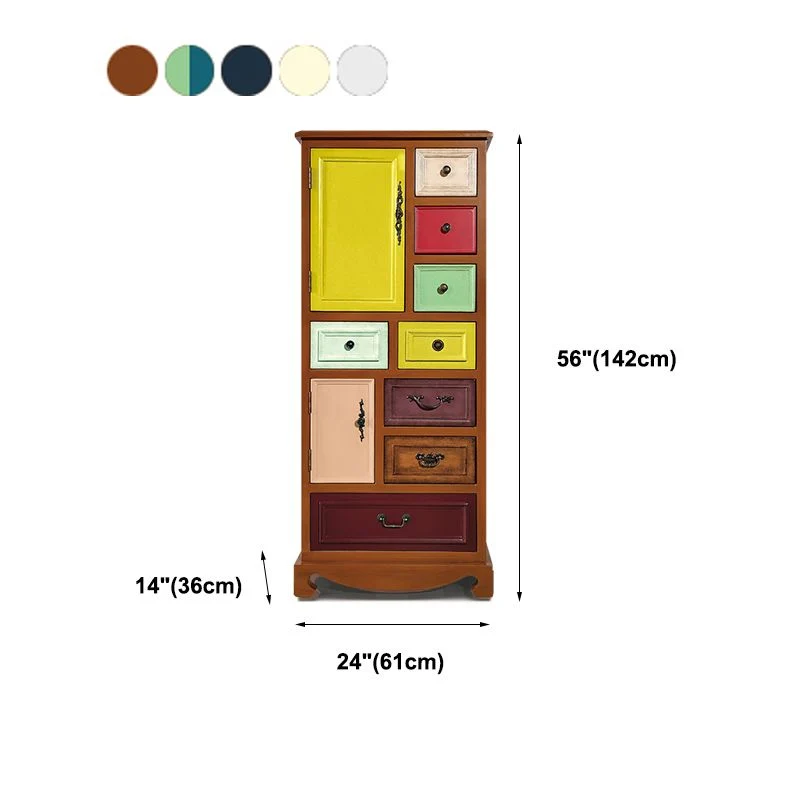 Cómoda combinada de madera, cómoda vertical de estilo tradicional para dormitorio Azul Clearhalo