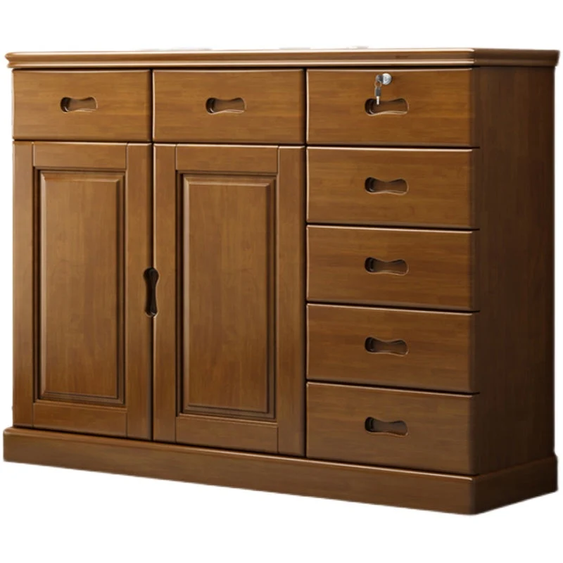Cómoda combinada de madera maciza de 16" D Cómoda cómoda de almacenamiento moderna con cajones y puertas Marron Clearhalo