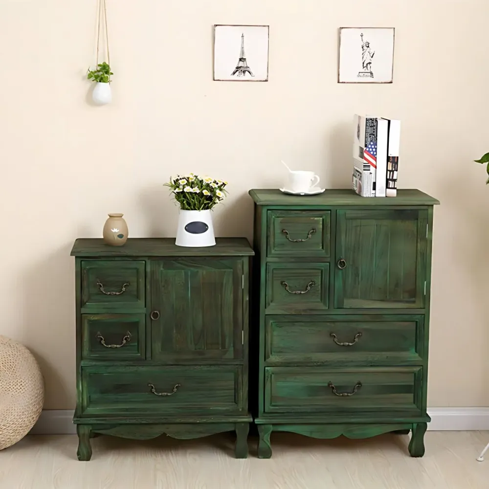 Cómoda combinada de madera tradicional de 12" D, cómoda de almacenamiento para dormitorio con cajones y puerta Blanco Clea...