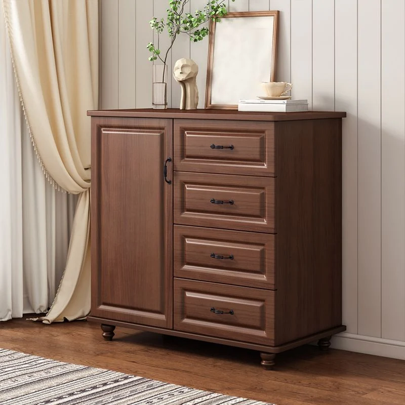 Cómoda combinada tradicional para dormitorio, cofre de almacenamiento de madera para cabecera Marron Clearhalo