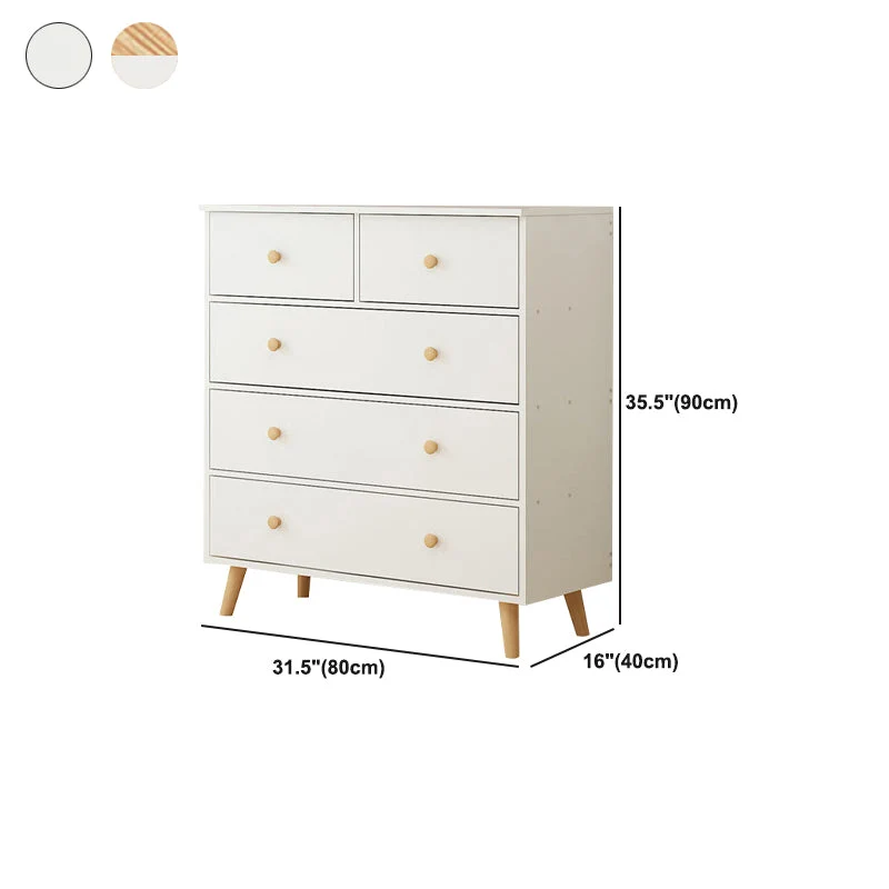 Cómoda decorativa rectangular con cajones Cómoda de patas rectas de madera Blanco Clearhalo