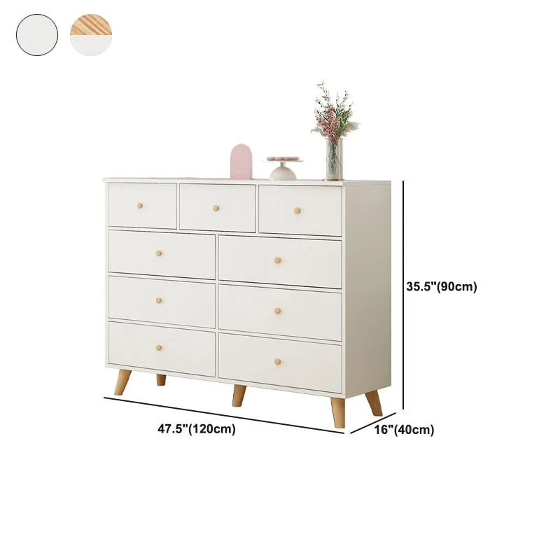 Cómoda decorativa rectangular con cajones Cómoda de patas rectas de madera Blanco Clearhalo