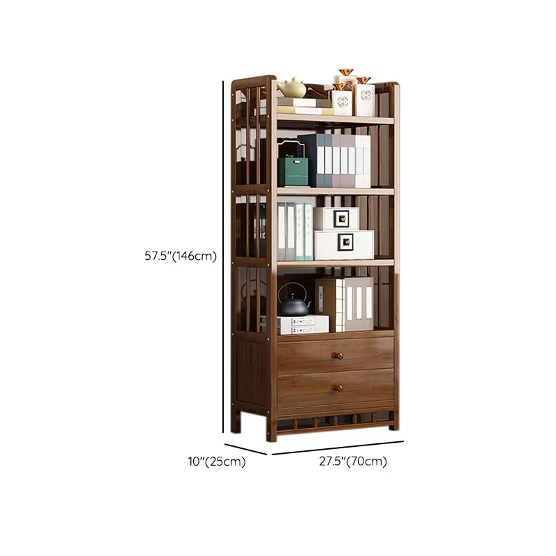 Cómoda decorativa rectangular de madera con estantes, moderna, marrón, Mid-Century Clearhalo