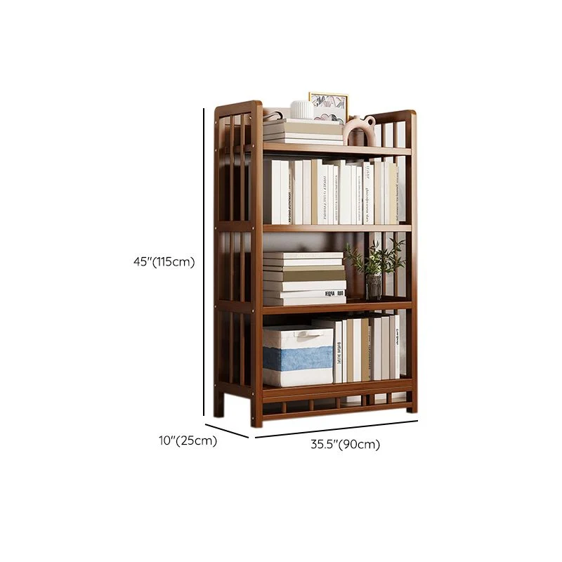 Cómoda decorativa rectangular de madera con estantes, moderna, marrón, Mid-Century Clearhalo