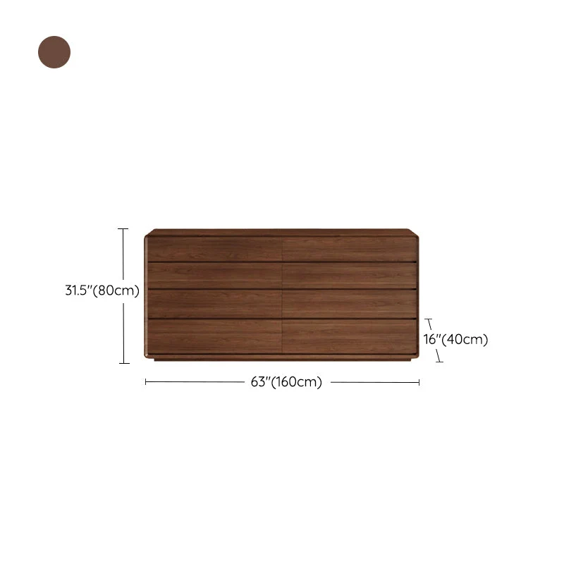 Cómoda de madera en cómoda rectangular marrón con 6 y 8 cajones Clearhalo