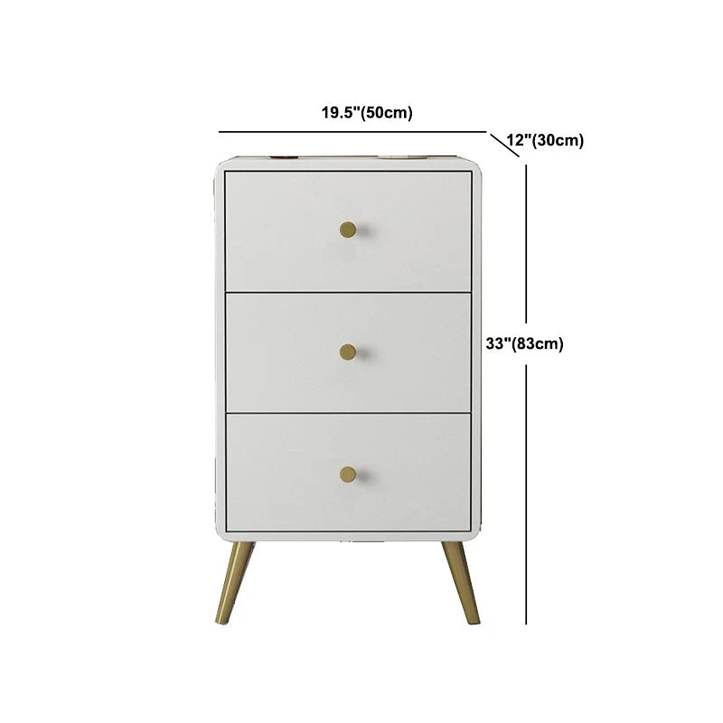 Cómoda de madera contemporánea en blanco, cómoda rectangular con cajones Clearhalo