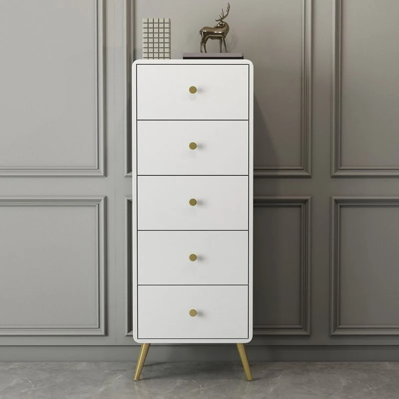 Cómoda de madera contemporánea en blanco, cómoda rectangular con cajones Clearhalo