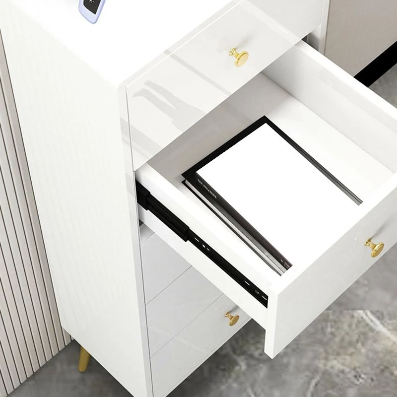 Cómoda de madera contemporánea en blanco, cómoda rectangular con cajones Clearhalo