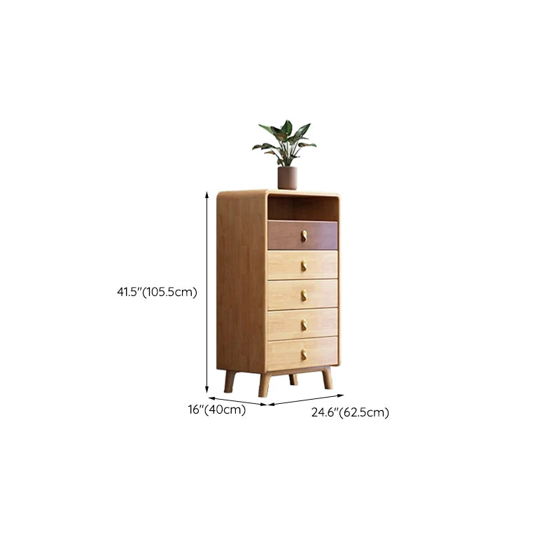 Cómoda rectangular de madera con acento natural moderna de mediados de siglo Clearhalo