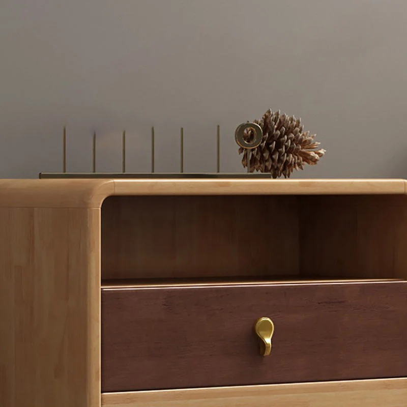 Cómoda rectangular de madera con acento natural moderna de mediados de siglo Clearhalo