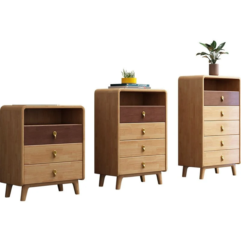 Cómoda rectangular de madera con acento natural moderna de mediados de siglo Clearhalo