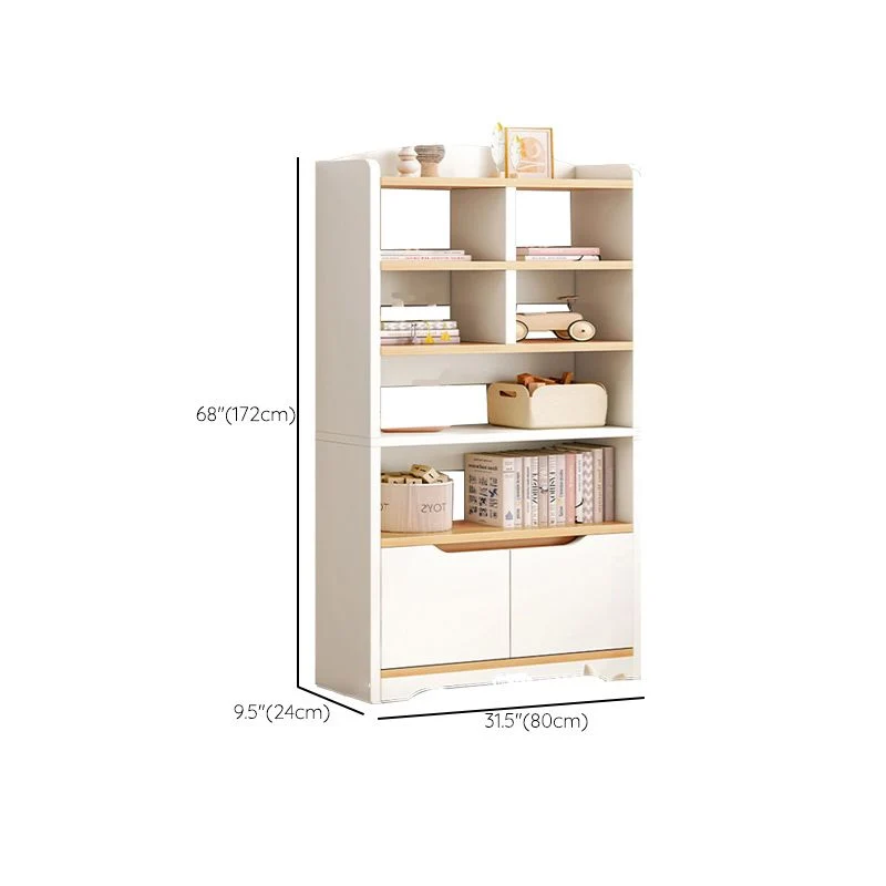 Cómoda rectangular de madera contemporánea con puertas y estantes Blanco Clearhalo