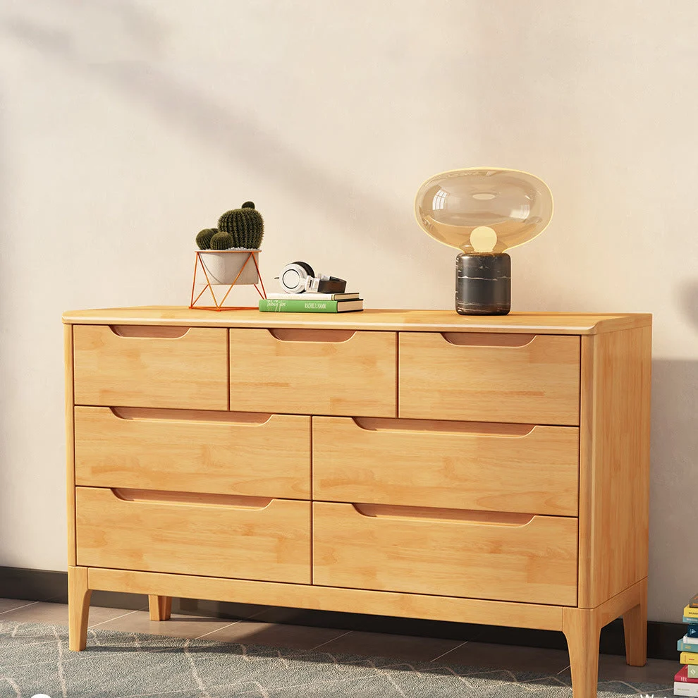 Cómoda rectangular de madera estilo moderno 5/6/7 - Cómoda decorativa con cajón Naturales Clearhalo