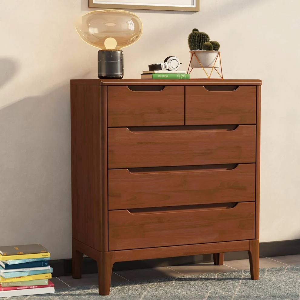 Cómoda rectangular de madera estilo moderno 5/6/7 - Cómoda decorativa con cajón Naturales Clearhalo