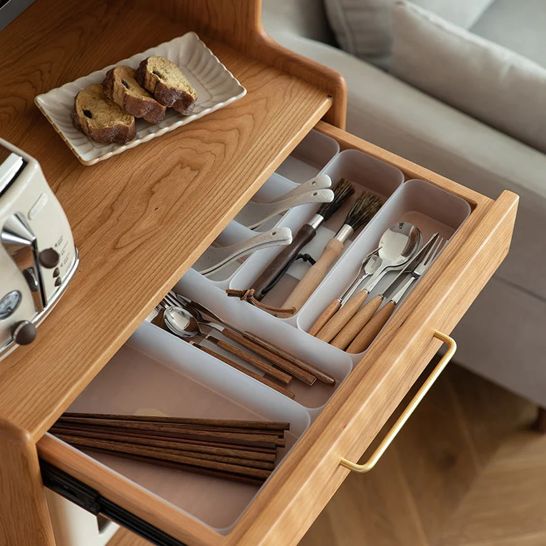 Cómoda rectangular de madera maciza con acento de pino moderna de mediados de siglo Marron Clearhalo