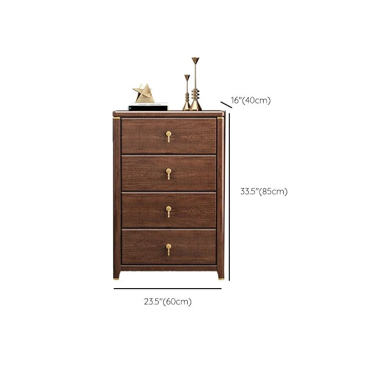 Cómoda rectangular de madera moderna de mediados de siglo con acabado de nogal Clearhalo