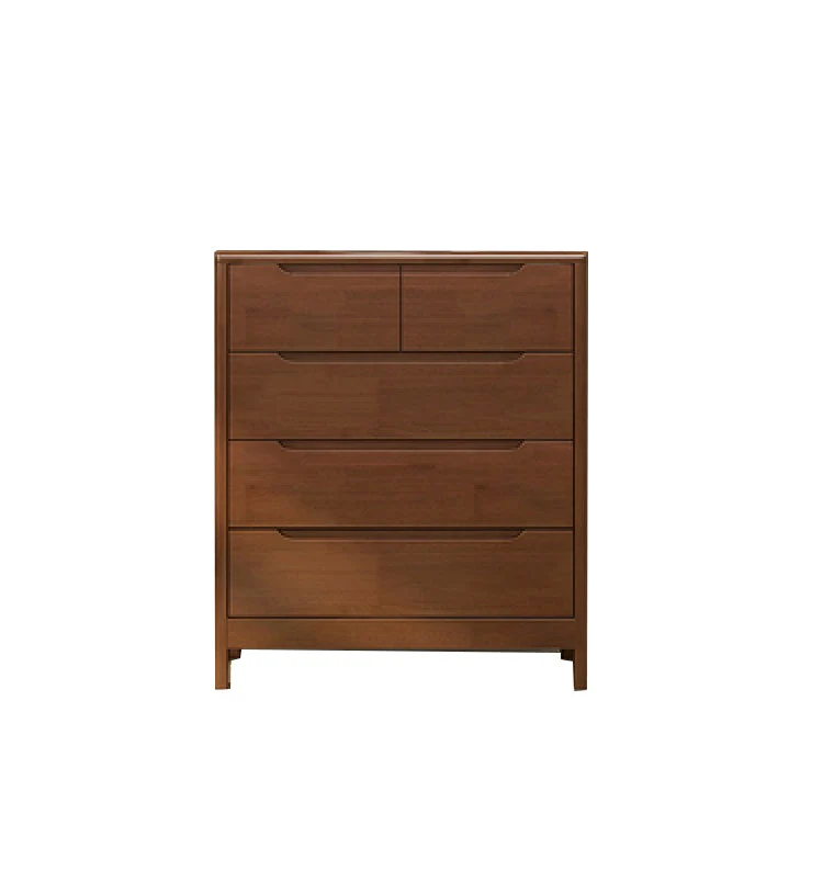 Cómoda rectangular Mid-Century moderna con cajones y patas de madera maciza Madera Clearhalo