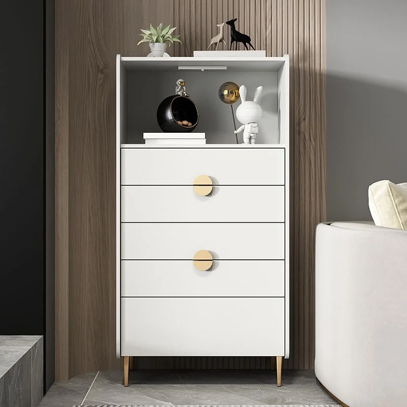 Cómoda rectangular moderna con patas rectas de madera, mueble lateral con cajón Blanco Clearhalo