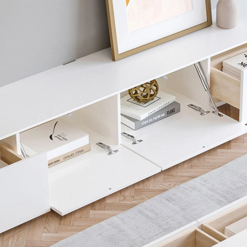 Consola blanca para TV, consola multimedia contemporánea para sala de estar Clearhalo