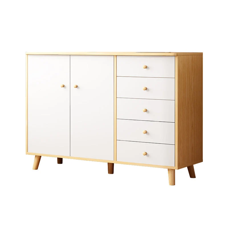 Gabinete alto de 35.4" con 5 cajones Gabinete de almacenamiento de madera moderno con 2 puertas Gris Clearhalo