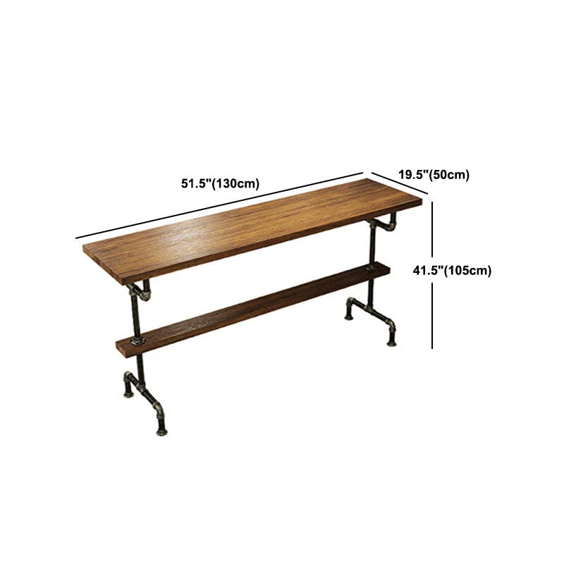 Juego de mesa de bar rectangular de madera maciza, mesa de mostrador industrial de 1/4/7 piezas con taburetes Clearhalo