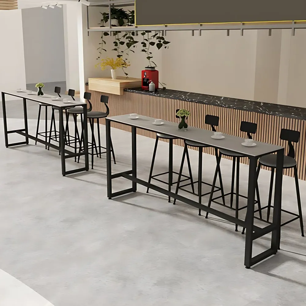 Juego de mesa rectangular para Bar y Pub, mesa de Bar con estructura de hierro moderna y taburetes tapizados, 1/5 Uds. Neg...