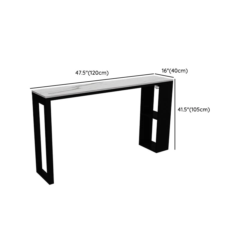 Mesa de bar de estilo moderno, rectangular, de mármol sintético, con soportes para copas de vino Clearhalo