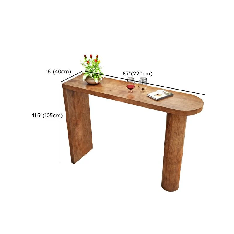 Mesa de bar rectangular de madera de estilo industrial de 1/2 piezas para el hogar Clearhalo