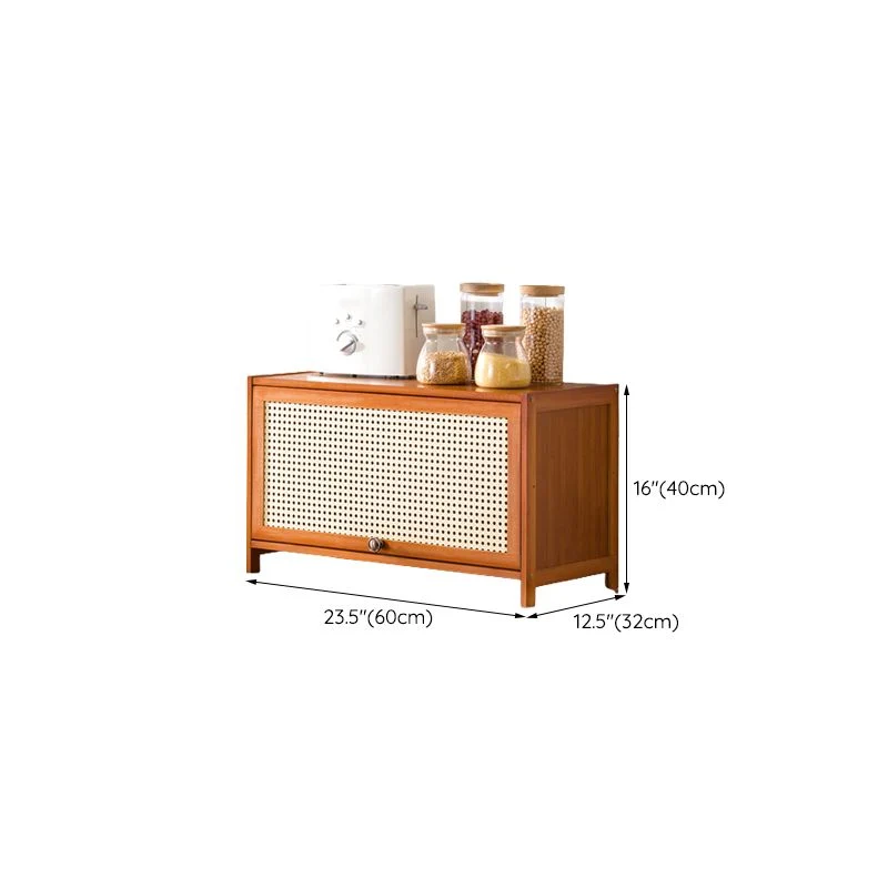 Mueble rectangular Mid-Century moderno con puertas de mimbre y ratán Clearhalo