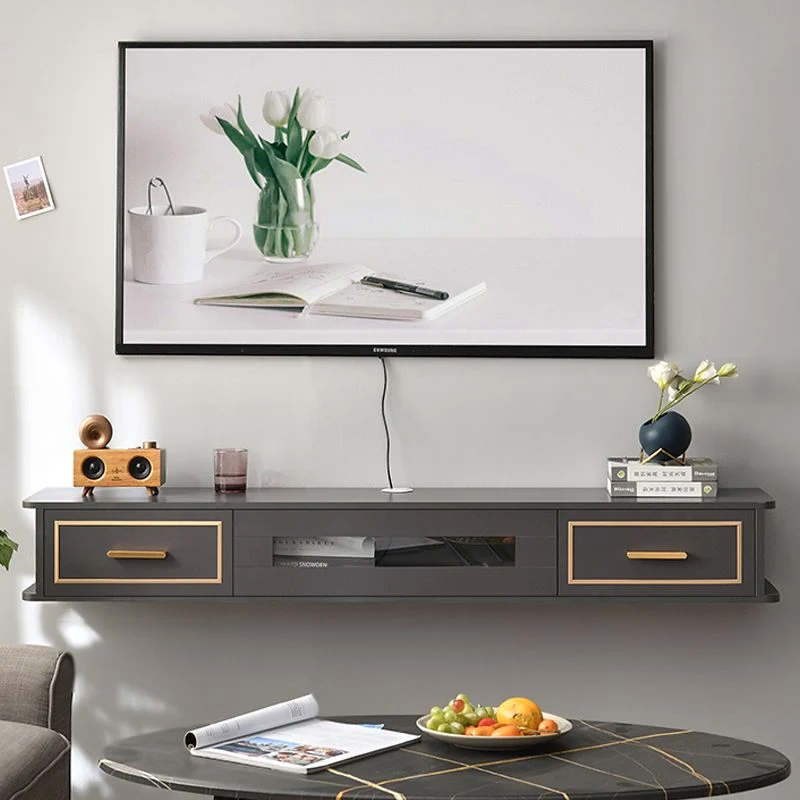 Soporte de madera moderno para TV, consola flotante para medios de TV con cajones para sala de estar Madera Clearhalo