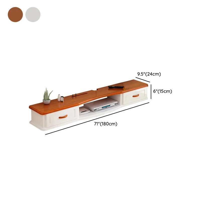 9,5" H Soporte de TV de madera montado en la pared Consola Soporte de almacenamiento abierto para TV con 2 cajones Blanco...